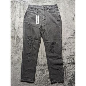 Noisy May Donna Mom Fit High Waist Straight Leg Jeans Women's Size 29/32 Black